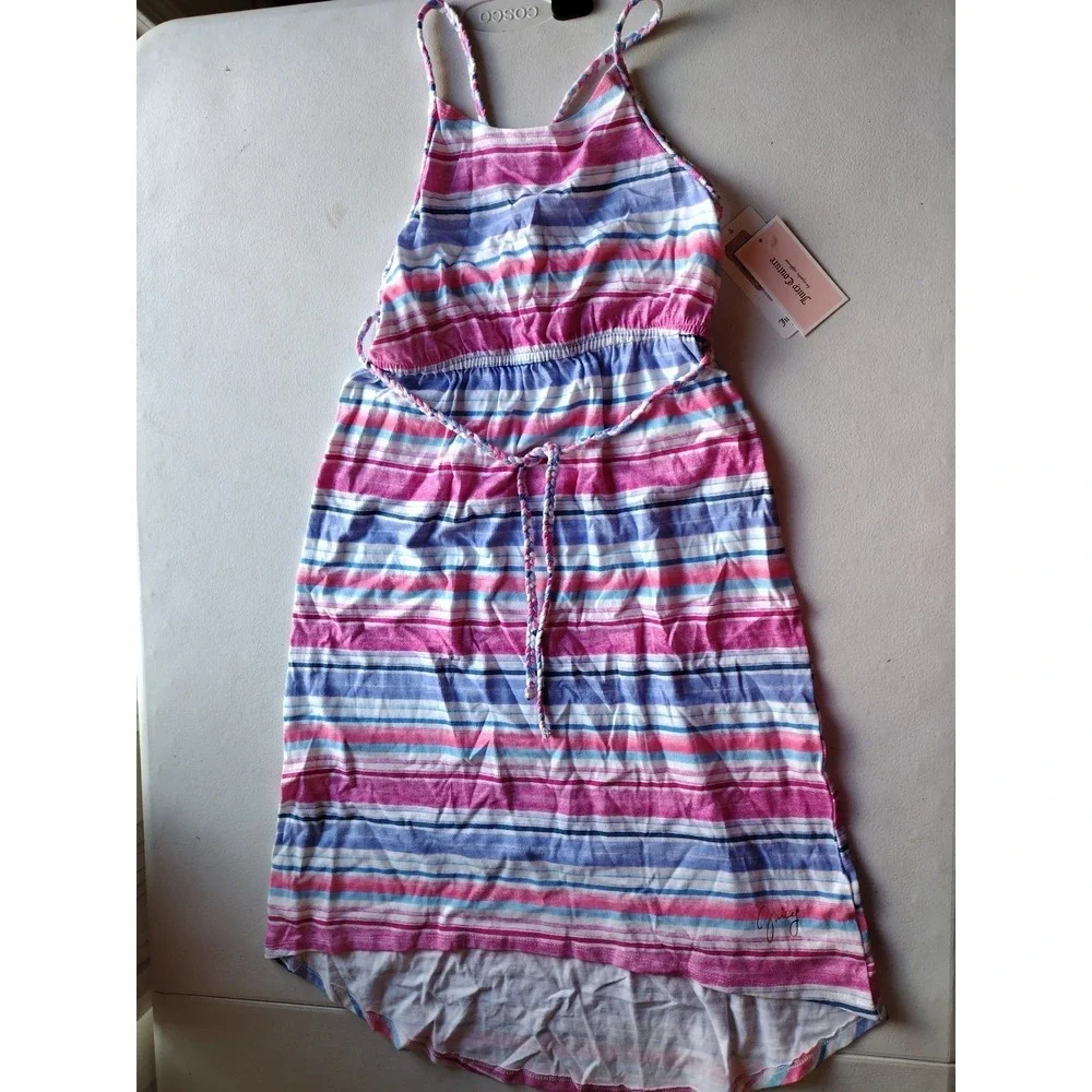 Juicy Couture‎ Girls Pink Blue Striped High-Low Dress Size L 10/12 NWT